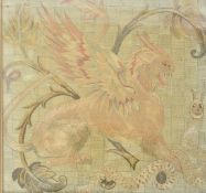 EARLY 20TH CENTURY FRAMED WELSH TAPESTRY OF GRIFFIN & SNAKE