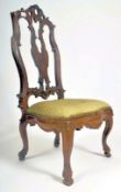 QUEEN ANNE WALNUT PIERCED BACK DINING / HALL CHAIR