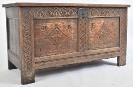 GEORGE III 18TH CENTURY CARVED OAK BLANKET BOX CHEST