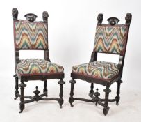 TWO VICTORIAN 19TH CENTURY OAK GOTHIC REVIVAL DINING CHAIRS