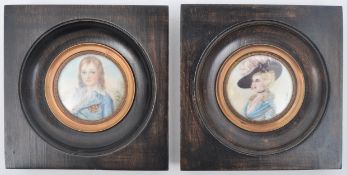 PAIR OF VICTORIAN WATERCOLOUR MINIATURE PORTRAIT STUDIES