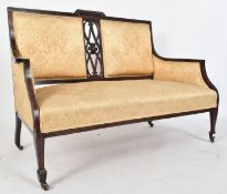 EDWARDIAN MAHOGANY & INLAID SALON SETTEE SOFA