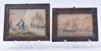 PAIR OF EARLY 19TH CENTURY NAIVE NAUTICAL WATERCOLOURS