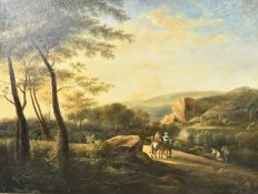 CONTINENTAL SCHOOL LARGE OIL ON CANVAS LANDSCAPE PAINTING