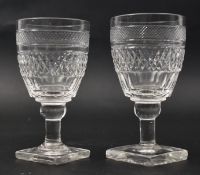 REGENCY ERA MID 19TH CENTURY CRYSTAL DIAMOND CUT WINE GLASSES