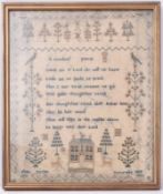 VICTORIAN 1858 NEEDLEWORK PRAYER SAMPLE BY ELIZA TAYLOR