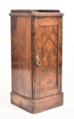 19TH CENTURY VICTORIAN BURR WALNUT BEDSIDE CUPBOARD