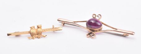 TWO 9CT GOLD LADIES DRESS BROOCH PINS