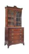 GEORGE III FLAME MAHOGANY SECRETAIRE BUREAU BOOKCASE