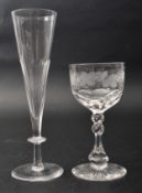 GEORGE III CRYSTAL CHAMPAGNE FLUTE GLASS & ONE OTHER