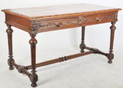 VICTORIAN 19TH CENTURY OAK LARGE WRITING TABLE - DESK