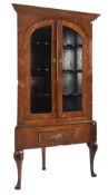 19TH CENTURY QUEEN ANNE REVIVAL WALNUT CABINET ON STAND