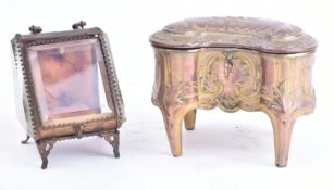 1870S FRENCH CRYSTAL & BRASS WATCH CASKET STAND & 1 OTHER