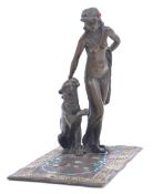 FRANZ BERGMANN - BRONZE FIGURE OF WOMAN & PANTHER ON RUG