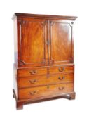GEORGE III 18TH CENTURY MAHOGANY LINEN PRESS
