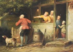 19TH CENTURY ENGLISH SCHOOL OIL ON CANVAS FARM PAINTING