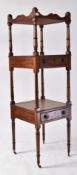 LATE 18TH CENTURY MAHOGANY THREE TIER WHATNOT ETAGERE