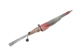 VICTORIAN SILVER EMBOSSED LADIES PARASOL UMBRELLA