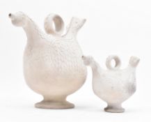 MANNER OF JEAN DERVAL - PAIR 20TH CENTURY POTTERY BIRD JUGS