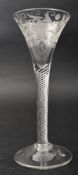 JACOBITES 18TH CENTURY ENGRAVED AIR-TWIST STEM WINE GLASS