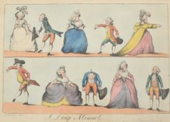 AFTER HW BUNBURY - ' A LONG MINUET ' 18TH CENTURY ENGRAVING