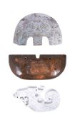 THREE HAN & TANG DYNASTY HAND CARVED JADE NECKLACE PENDANTS