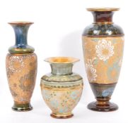 ROYAL DOLUTON LAMBETH - GROUP OF THREE CERAMIC VASES