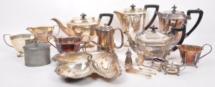 COLLECTION OF SILVER PLATED WARES - PEWTER TEA CADDY