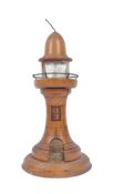 RETRO VINTAGE CONTINENTAL TEAK LIGHTHOUSE SHAPED DESK LAMP