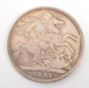 VICTORIAN 19TH CENTURY 1891 SILVER COIN CROWN COIN