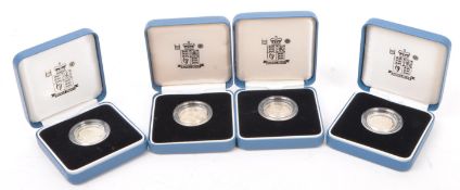 SET OF FOUR ROYAL MINT SILVER PROOF ONE POUND / £1 COINS