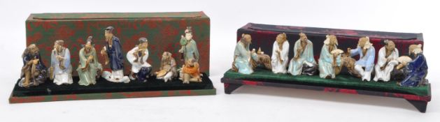 TWO 20TH CENTURY POTTERY CHINESE MUD MEN FIGURES