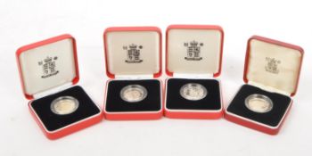 SET OF FOUR ROYAL MINT SILVER PROOF ONE POUND / £1 COINS