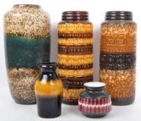 COLLECTION OF MID CENTURY WEST GERMAN POTTERY VASES