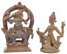 TWO EARLY 20TH CENTURY INDIAN HINDU GOD BRONZE FIGURES