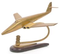 VINTAGE 20TH CENTURY BRASS MOUNTED JET PLANE