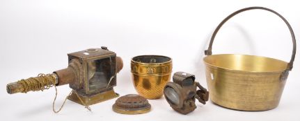 COLLECTION OF BRASS ITEMS SIDE LAMP SILVER KING