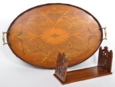 EARLY 20TH CENTURY BUTLERS TRAY & SLIDING BOOK SHELF