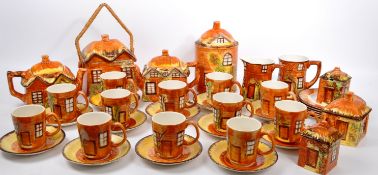 VINTAGE 20TH CENTURY COTTAGE WEAR POTTERY TEA SERVICE SET