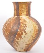 VINTAGE EARTHENWARE BULBOUS STUDIO VASE BY SUSAN BRACHER