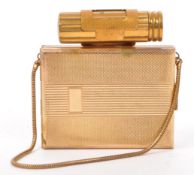 1950S GILT KIGU VANITY COMBINATION COMPACT / CIGARETTE CASE