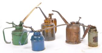 COLLECTION OF FIVE VINTAGE 20TH CENTURY OIL PUMP CANISTERS