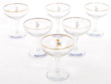 SIX VINTAGE BABYCHAM COCKTAIL COUPE GLASSES
