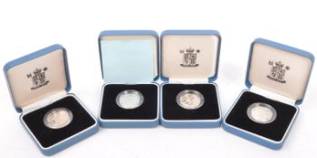 SET OF FOUR ROYAL MINT SILVER PROOF ONE POUND / £1 COINS