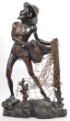 EARLY 20TH CENTURY CHINESE HARDWOOD CARVED FISHERMAN