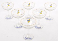 SIX VINTAGE BABYCHAM COCKTAIL COUPE GLASSES