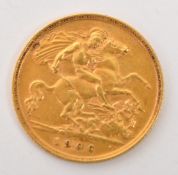 EDWARD VII 1906 HALF SOVEREIGN COIN