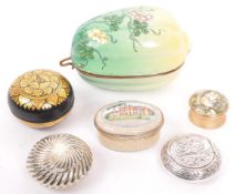 SIX VINTAGE 20TH CENTURY LIDDED TRINKET POTS