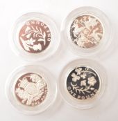 SET OF FOUR ROYAL MINT SILVER PROOF ONE POUND / £1 COINS