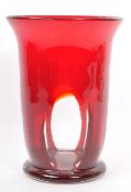 LARGE MID CENTURY RETRO CRANBERRY GLASS STUDIO VASE